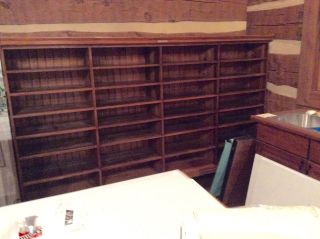 Antique/ventage Large Oak Wood Storage/display Sectioned Cabinet Warren Mfg Co. photo