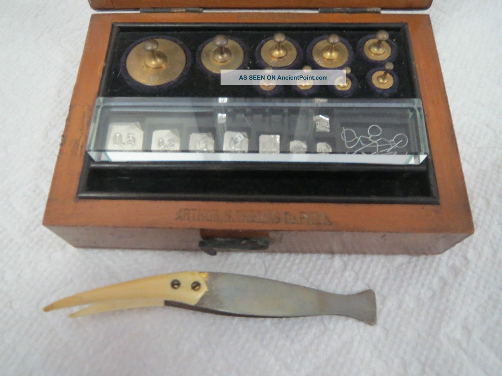 Antique Weights Scale Apothecary Drug Store Pharmacy Jeweler Gold Assay Clock Scales photo