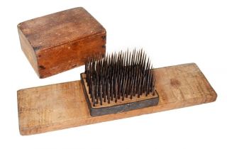 Hatchel Hetchel Flax Comb Early Primitive 18th 19th C Rare Antique photo