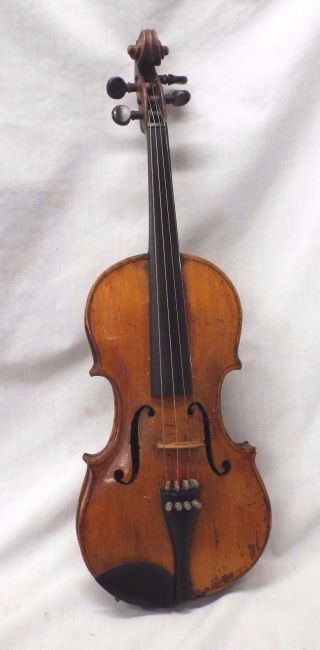 Old One Piece Flame Back 4/4 Full Size Violin Musical Instrument Complete photo