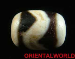 Authentic Tibet Old Water Wave Motif Dzi Bead Symbol Of Fortune And Wealthiness photo
