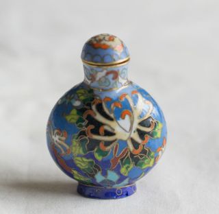 Chinese Cloisonne In Blue With Sea Creatures Snuff Bottle photo