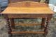 Antique Solid Tiger Oak Heavily Carved Hall Table W/barley Twist Legs 1900-1950 photo 9