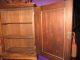 Antique Victorian Wood Carved Wall Cabinet W Shelves Key & Tassel Gothic Church Post-1950 photo 2