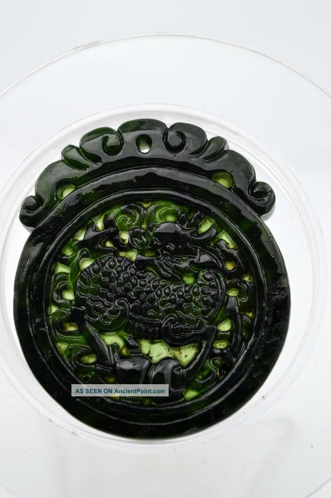 Fine Chinese Antique Natural Jade,  Pendant,  Hand - Carved Kirin Statue 54 Necklaces & Pendants photo