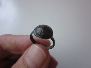 Incredible Ancient Roman Bronze Ring In The Form Of Shield photo