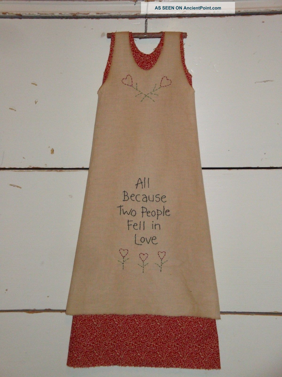 Primitive Doll Dress - Folkart - Handmade Stitchery - Home Decor - Grungy Primitives photo