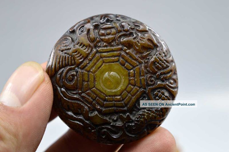 Chinese Antique Jade Hand Carved Statue Pendant 八卦 A235 Necklaces & Pendants photo
