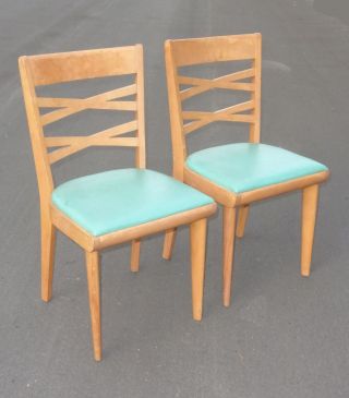 Pair Vintage Heywood Wakefield Accent Chairs Mid Century Modern photo