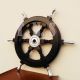 Nautical Boat Ships Wheel Antique Wooden Aluminum Ring 18 