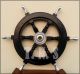 Nautical Boat Ships Wheel Antique Wooden Aluminum Ring 18 