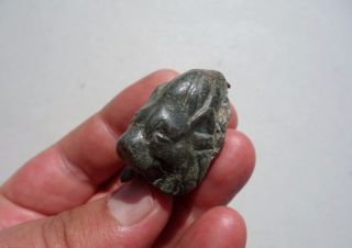 Ancient Roman Bronze Lion Face Full Of Lead,  Damage In Antiquity photo