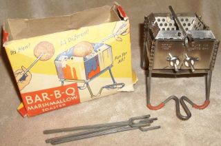 Vintage 1930 ' S? Angelus - Campfire Bar - B - Q Marshmallow Toaster W/ Orig.  Box & photo