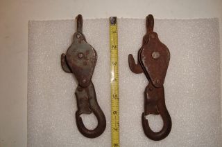 Matching Vintage Double Roller Pulleys photo