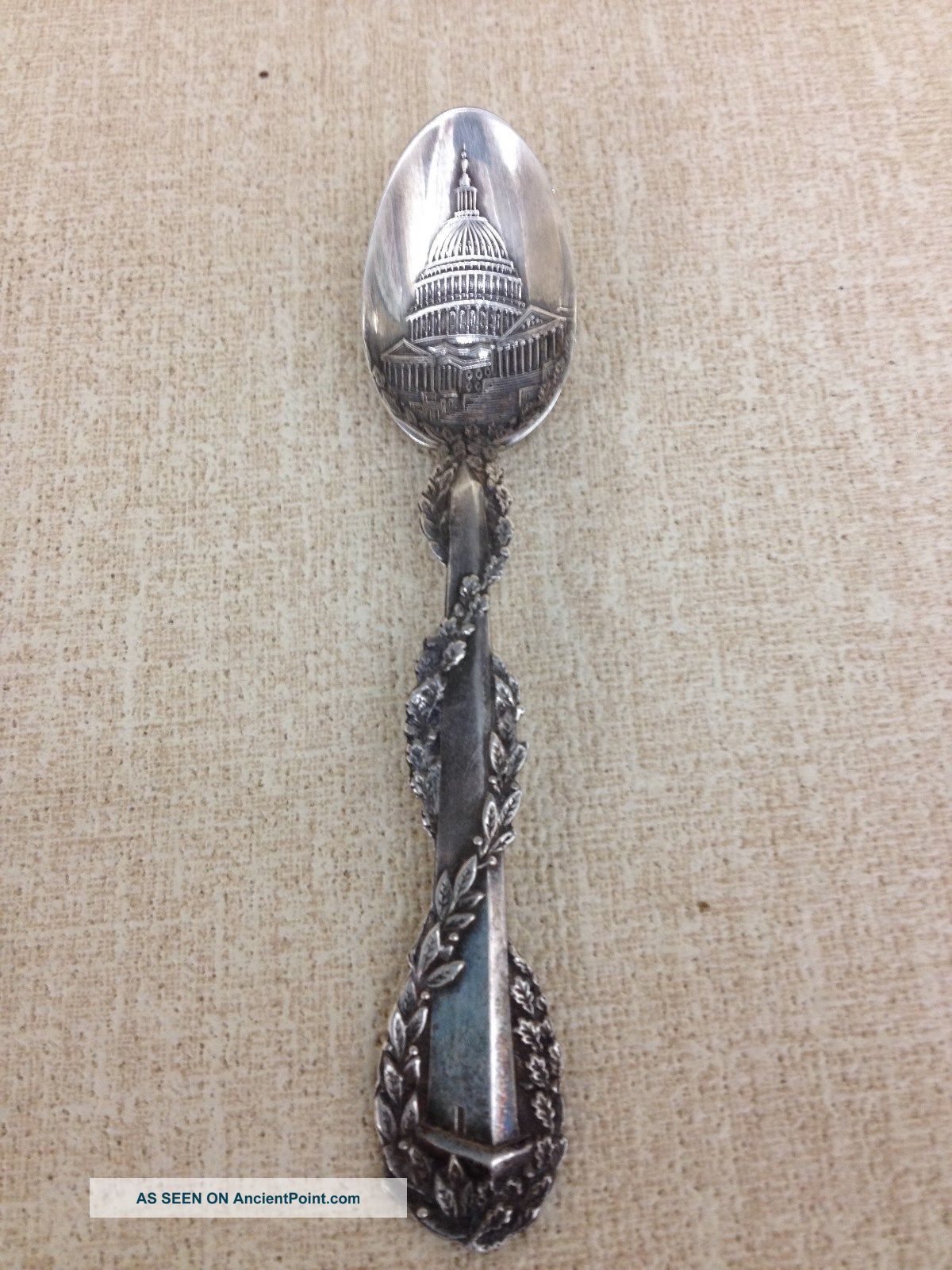 Sterling Silver Souvenir Spoon,  The Capitol In Spoon,  Monument On Handle,  Dc Souvenir Spoons photo