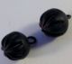 2 Antique Black Glass Buttons Iridescent Luster 7/16 