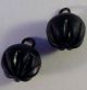 2 Antique Black Glass Buttons Iridescent Luster 7/16 