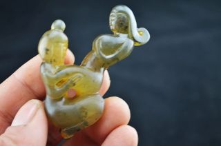 Chinese Antique Jade Hand Carved Figure Statue Pendants Amulet J57 photo