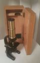Vintage Brass Microscope With Wooden Box - Made In Germany, Microscopes & Lab Equipment photo 1
