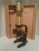 Vintage Brass Microscope With Wooden Box - Made In Germany, Microscopes & Lab Equipment photo 2
