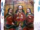 Rare Antique Retablo On Tin Image Of The Holy Trinity,  Virgin Mary And Other Latin American photo 3
