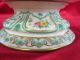 Antique Ornate Cake Dessert Stand Plate Green Painted Flowers Other Antique Ceramics photo 2
