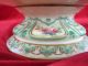 Antique Ornate Cake Dessert Stand Plate Green Painted Flowers Other Antique Ceramics photo 3