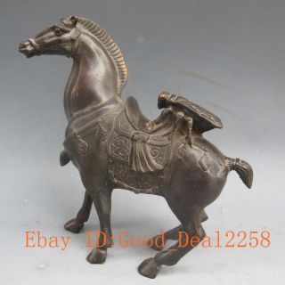 Chinese Bronze Hand Work Horse & Cicada Statue photo