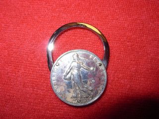 1901 Eloi Pernet 2 Francs Silver Coin Round Key Ring Key Chain Keychain Depose photo