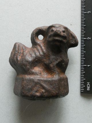 2 Ancient Cast Iron Chimera Scale / Opium Weight From Old China 352 Gms. photo