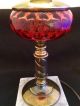 Antique Cranberry Ruby Red Glass Converted Oil Lamp Electric Marble Base Lamps photo 6