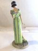 Vtg Art Deco Porcelain Flapper Girl Figurine Lime Green Chartreuse Dress Taiwan Figurines photo 2