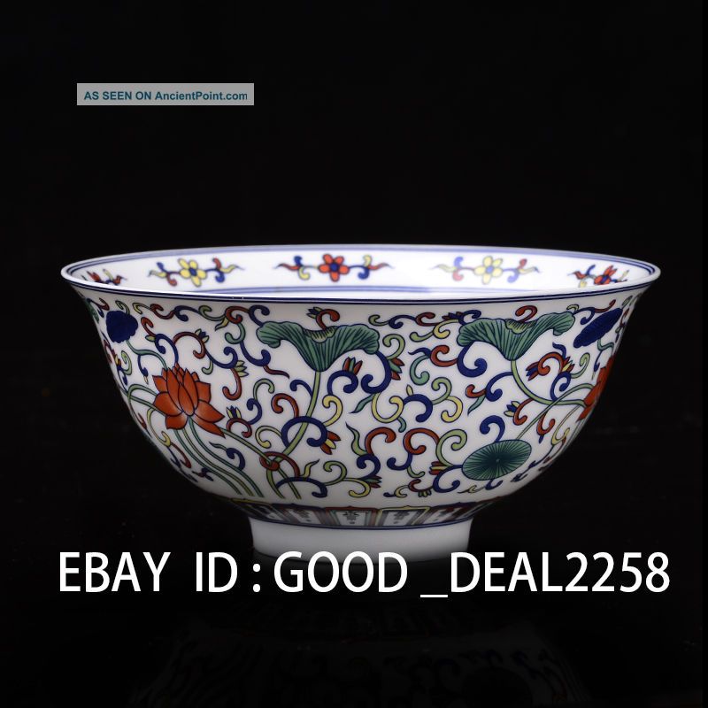 Chinese Famille Rose Porcelain Bowl Hand - Painted Flowers W Qing Qianlong Mark Bowls photo