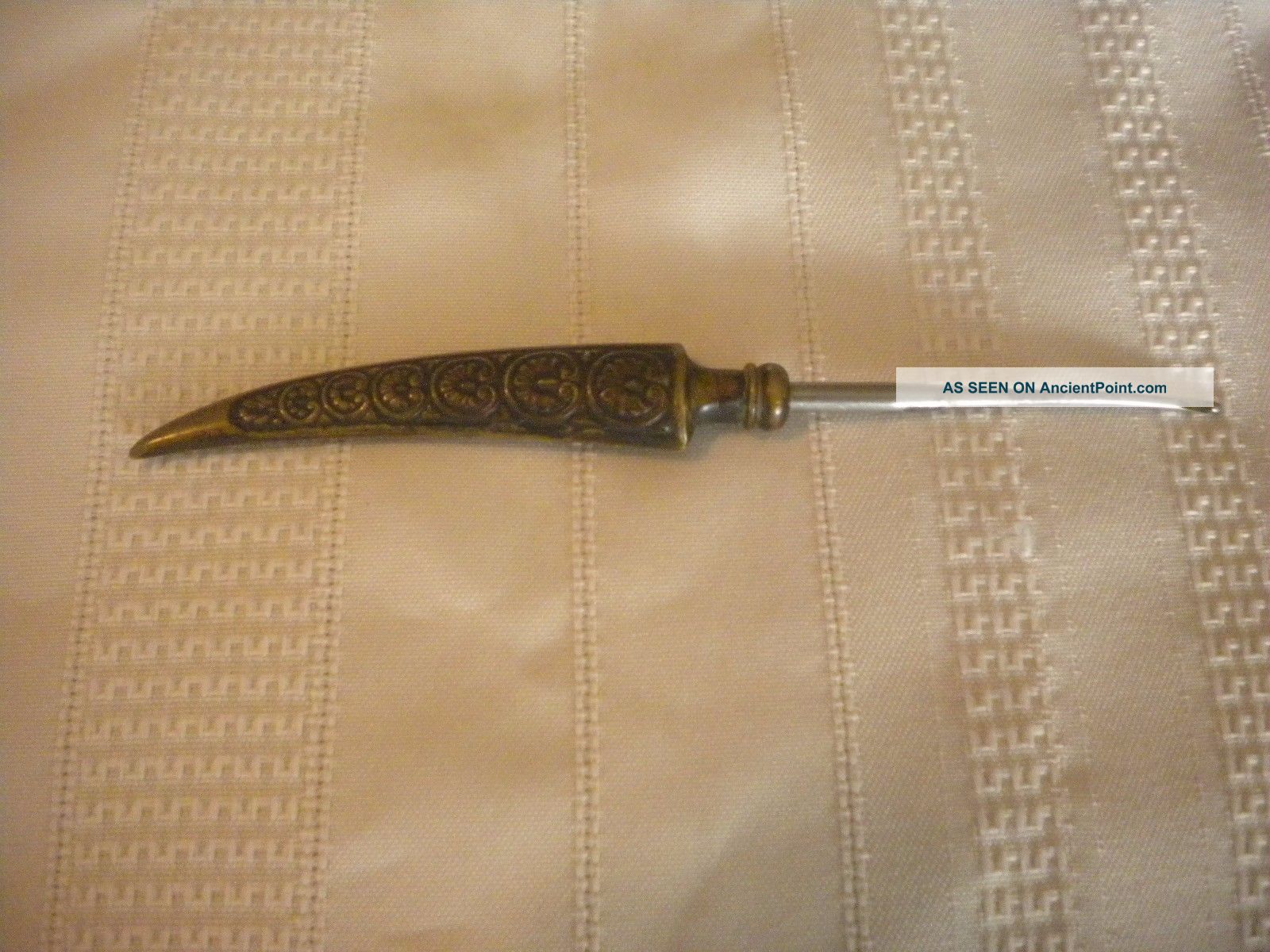 Antique Brass Ornate Crochet Hook Other Antique Sewing photo