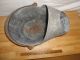 Vintage Coal Scuttle - Galvanized Tin Steel Strap Handle - Scuffs And Burns Nmm Hearth Ware photo 3