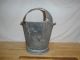 Vintage Coal Scuttle - Galvanized Tin Steel Strap Handle - Scuffs And Burns Nmm Hearth Ware photo 4