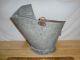 Vintage Coal Scuttle - Galvanized Tin Steel Strap Handle - Scuffs And Burns Nmm Hearth Ware photo 6