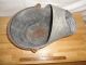 Vintage Coal Scuttle - Galvanized Tin Steel Strap Handle - Scuffs And Burns Nmm Hearth Ware photo 8