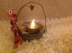 Primitive Antique Vintage Valentine Zinc Mason Jar Lid Battery Candle 6 Hrs On Primitives photo 2