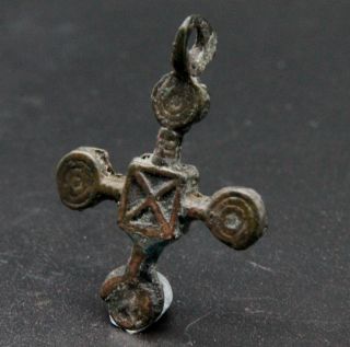 Viking Period Bronze Cross Pendant Scandinavian Norse Amulet 900 Ad Vf, photo