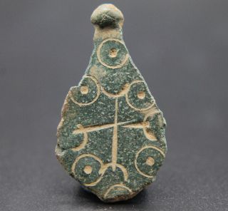 Ancient Anglo Saxon Period Bronze Applique Decorated Artefact 800 Ad Vf, photo