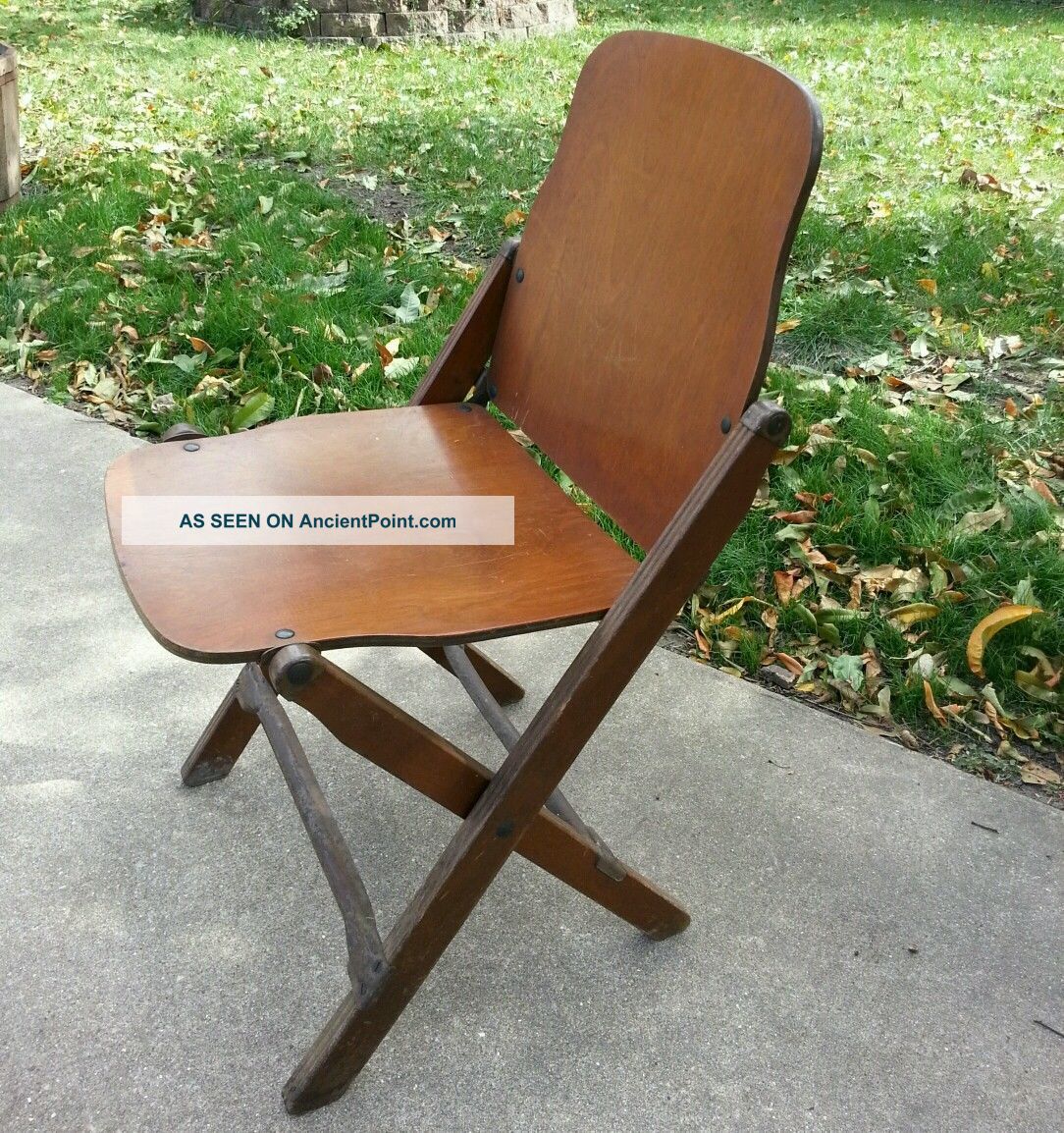 Antique Vintage American Seating Company Wood Folding Chair Very Rare Piece 1900-1950 photo