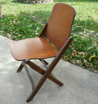 Antique Vintage American Seating Company Wood Folding Chair Very Rare Piece photo