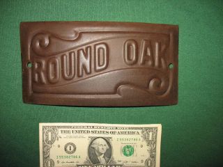 Antique Round Oak Wood Stove Plate Vintage Steel Door Emblem Rustic Decor photo