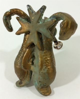 Antique Brass Double Koi Fish Dolphin Nautical Figural Door Knocker 4.  25 
