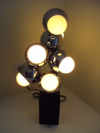 Vintage Mid Century Robert Sonneman Molecule Atom Chrome Table Lamp Atomic Ranch photo
