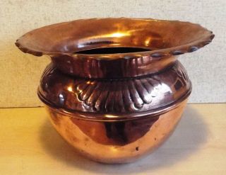 Lovely Quality Solid Copper Art Nouveau Victorian Vase Plant Pot Holder photo