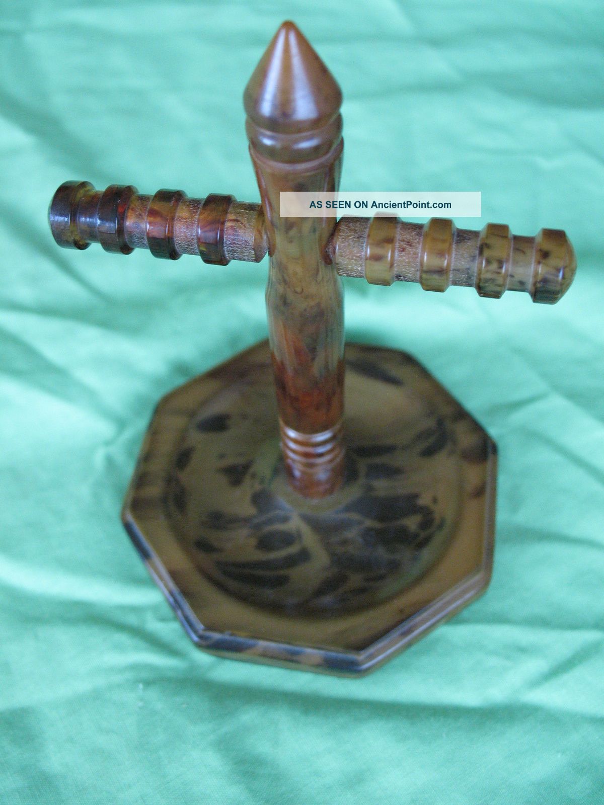 Old Antique Art Deco Faux Tortoise Shell Bakelite Ring Stand Display Holder Art Deco photo
