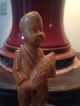 Vintage Carved Wood Young Man With Cornfigure Carved Figures photo 1