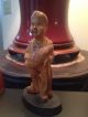 Vintage Carved Wood Young Man With Cornfigure Carved Figures photo 4